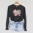 Floral Book Foxtrot Delta Tango 8647 Raglan Sleeve Sweatshirt Dark Grey Heather