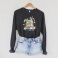 Flourish Dream Thrive Floral Books For Book Lovers Raglan Sleeve Sweatshirt Dark Grey Heather