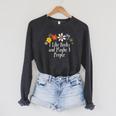 Flowers Drawing I Like Books And Maybe 3 People 2025 Raglan Sleeve Sweatshirt Dark Grey Heather