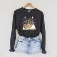Flowers Gardening And Book Reading Lover Raglan Sleeve Sweatshirt Dark Grey Heather