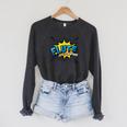 Flute Is My Superpower Flautist Comic Book Style Raglan Sleeve Sweatshirt Dark Grey Heather