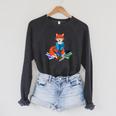 Fox Nerd Reading Books Bookworm Library Book Raglan Sleeve Sweatshirt Dark Grey Heather