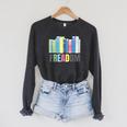 Freadom Books Reader Librarian Reading Raglan Sleeve Sweatshirt Dark Grey Heather