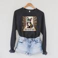 French Bulldog Dog Books Nerds Book Readers French Bulldog Raglan Sleeve Sweatshirt Dark Grey Heather