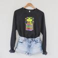 Frog Reading Books Bookworm Librarian Raglan Sleeve Sweatshirt Dark Grey Heather