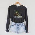 Frog Toad Fishing Vintage Classic Book Frog Raglan Sleeve Sweatshirt Dark Grey Heather