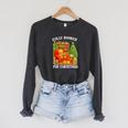 Fully Booked For Christmas Holiday Book Lover Santa Raglan Sleeve Sweatshirt Dark Grey Heather
