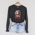 What Fun It Is To Read Books Christmas Santa Reading Books Raglan Sleeve Sweatshirt Dark Grey Heather