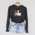 Goose Reading Romance Book Recess Bookworm Raglan Sleeve Sweatshirt Dark Grey Heather
