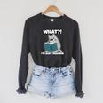 Grey Cat Reading Book Busy Doing Book Related Things Men Women Kids Raglan Sleeve Sweatshirt Dark Grey Heather