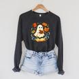 Halloween Cute Ghost Shirt Reading Books Ghost Raglan Sleeve Sweatshirt Dark Grey Heather