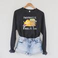 Happiness Is Books And Tea Raglan Sleeve Sweatshirt Dark Grey Heather