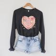 Hot Girls Read Books Cute Heart Graphic Raglan Sleeve Sweatshirt Dark Grey Heather