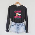 Iced Coffee & Books Reading Lover Trendy Summer Premium Tri-Blend Raglan Sleeve Sweatshirt Dark Grey Heather