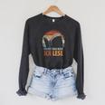 Ich HöR' Dich Nicht Ich Lese Reading Book Worm Raglan Sleeve Sweatshirt Dark Grey Heather