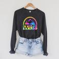 I'm With The Banned Books Retro Tie Dye Wildflowers Raglan Sleeve Sweatshirt Dark Grey Heather