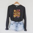 I'm The Librarian Of Summer Groovy Rainbow Retro Book Lover Raglan Sleeve Sweatshirt Dark Grey Heather