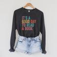 It's A Good Day To Read A Book Retro Vintage Raglan Sleeve Sweatshirt Dark Grey Heather