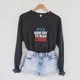 Its A Good Day To Read A Book Saying Raglan Sleeve Sweatshirt Dark Grey Heather