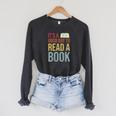 It's A Good Day To Read A Book Vintage Raglan Sleeve Sweatshirt Dark Grey Heather