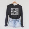 Its Too Nonfiction Outside Book Librarian Reading Raglan Sleeve Sweatshirt Dark Grey Heather