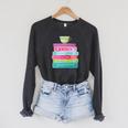 Jane Austen Book Stack Tea Fans Vintage Literary Premium Tri-Blend Raglan Sleeve Sweatshirt Dark Grey Heather