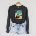 Japanese Cat Book Summer Beach Vacation Cruise Raglan Sleeve Sweatshirt Dark Grey Heather
