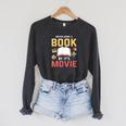 Never Judge A Book By It's Movie Reading Raglan Sleeve Sweatshirt Dark Grey Heather