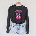 Just A Girl Who Loves Books Butterflies Reading Raglan Sleeve Sweatshirt Dark Grey Heather
