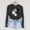 Just a Girl Who Loves Books Reading Silhouette Graphic Raglan Sleeve Sweatshirt Dark Grey Heather