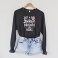 Just A Girl Who Loves Dinosaurs And Books Dinosaur Raglan Sleeve Sweatshirt Dark Grey Heather