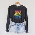 JUST ONE MORE CHAPTER Fun Reading Book Lover Raglan Sleeve Sweatshirt Dark Grey Heather
