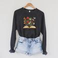 Just One More Chapter Open Book Flowers Raglan Sleeve Sweatshirt Dark Grey Heather