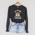 Just One More Chapter I Promise Book Lover Worm Nerd Raglan Sleeve Sweatshirt Dark Grey Heather