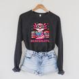 Kawaii Axolotl Readsolotl Book Lover Reading Bookworm Girls Raglan Sleeve Sweatshirt Dark Grey Heather