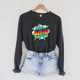 Kids Boys Alfie Name Comic Book Superhero Raglan Sleeve Sweatshirt Dark Grey Heather