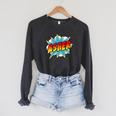 Kids Boys Asher Comic Book Superhero Name Raglan Sleeve Sweatshirt Dark Grey Heather