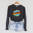 Kids Boys Cameron Comic Book Superhero Name Raglan Sleeve Sweatshirt Dark Grey Heather