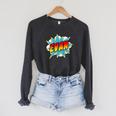 Kids Boys Evan Comic Book Superhero Name Raglan Sleeve Sweatshirt Dark Grey Heather