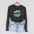 Kids Boys Jeremiah Comic Book Superhero Name Raglan Sleeve Sweatshirt Dark Grey Heather Kids Boys Jeremiah Comic Book Superhero Name Raglan Sleeve Sweatshirt Dark Grey Heather