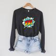 Kids Boys Kai Name Personalized Comic Book Superhero Raglan Sleeve Sweatshirt Dark Grey Heather