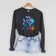 Kids Be Kind Rainbow Scale Fish Teacher Reading Book Toddler Raglan Sleeve Sweatshirt Dark Grey Heather