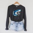 Kids Shark With School Books Back To School Shark Lovers Raglan Sleeve Sweatshirt Dark Grey Heather Kids Shark With School Books Back To School Shark Lovers Raglan Sleeve Sweatshirt Dark Grey Heather