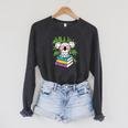 Koala Bear Librarian Reading Books Koala Raglan Sleeve Sweatshirt Dark Grey Heather