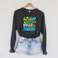 Last Day Of School Bye Bye Books Hello Beach Raglan Sleeve Sweatshirt Dark Grey Heather