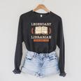 Legendary Librarian Established 1973 Library Book Birthday Raglan Sleeve Sweatshirt Dark Grey Heather
