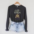 Let Them Book Reading Books Bookworm Bibliophile Raglan Sleeve Sweatshirt Dark Grey Heather