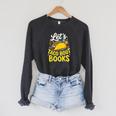 Let's Taco About Books Mexican Pun Bookworm Raglan Sleeve Sweatshirt Dark Grey Heather
