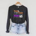 Librarian Halloween Trick Or Treat Bat & Books Raglan Sleeve Sweatshirt Dark Grey Heather