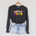 Librarian Let's All Go To The Library Cute Groovy Book Lover Raglan Sleeve Sweatshirt Dark Grey Heather